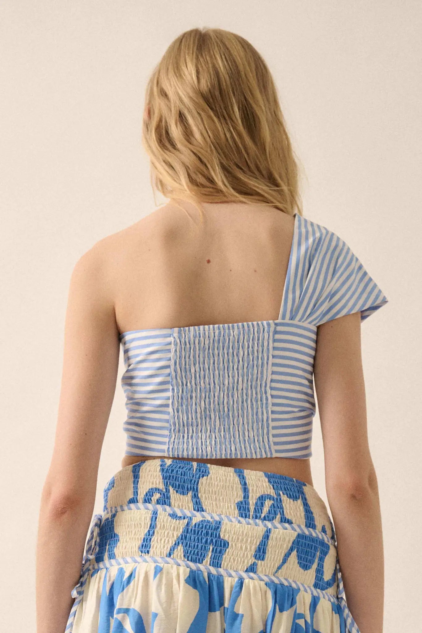 Cabana Dreams Striped One-Shoulder Bandeau Top - ShopPromesa