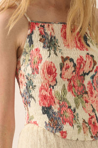 Exquisite Blooms Smocked Floral Mesh Cami Top - ShopPromesa