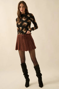 Sweet Scent Floral Honeycomb Mesh Thumbhole Top - ShopPromesa