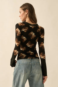 Sweet Harmony Floral Honeycomb Mesh Henley Top - ShopPromesa