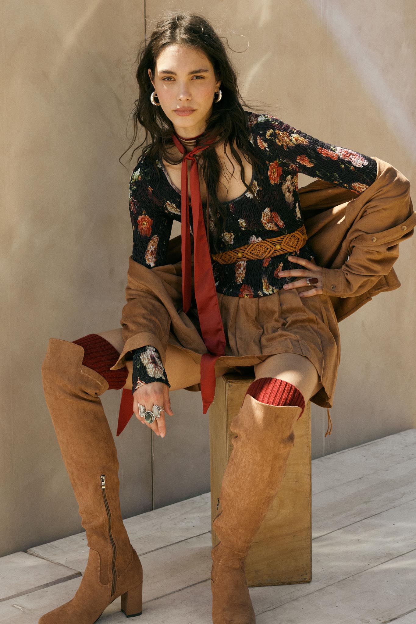 Heirloom Blooms Floral Mesh Smocked Corset Top - ShopPromesa