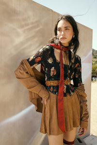 Heirloom Blooms Floral Mesh Smocked Corset Top - ShopPromesa