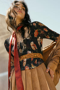 Heirloom Blooms Floral Mesh Smocked Corset Top - ShopPromesa