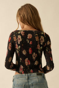Heirloom Blooms Floral Mesh Smocked Corset Top - ShopPromesa