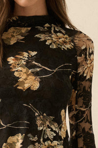 Timeless Blooms Printed Floral Lace Mock-Neck Top - ShopPromesa