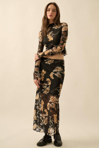 Timeless Blooms Printed Floral Lace Mock-Neck Top - ShopPromesa