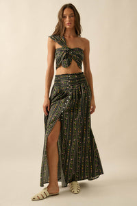 Wild Fields Floral-Stripe One-Shoulder Bandeau Top - ShopPromesa