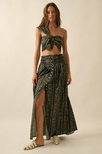 Wild Fields Floral-Stripe One-Shoulder Bandeau Top - ShopPromesa