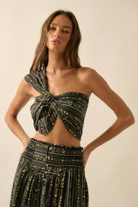 Wild Fields Floral-Stripe One-Shoulder Bandeau Top - ShopPromesa