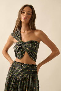 Wild Fields Floral-Stripe One-Shoulder Bandeau Top - ShopPromesa