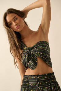 Wild Fields Floral-Stripe One-Shoulder Bandeau Top - ShopPromesa