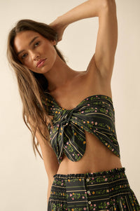 Wild Fields Floral-Stripe One-Shoulder Bandeau Top - ShopPromesa