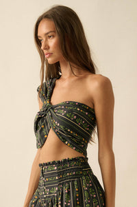 Wild Fields Floral-Stripe One-Shoulder Bandeau Top - ShopPromesa