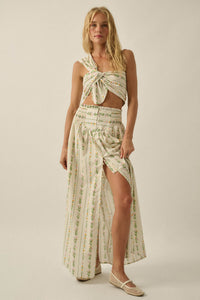 Wild Fields Floral-Stripe One-Shoulder Bandeau Top - ShopPromesa