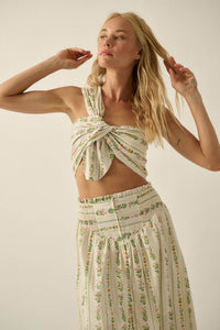 Wild Fields Floral-Stripe One-Shoulder Bandeau Top - ShopPromesa