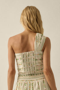 Wild Fields Floral-Stripe One-Shoulder Bandeau Top - ShopPromesa