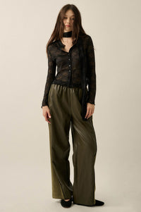Believe in Magic Floral Lace Button-Up Top and Scarf - ShopPromesa