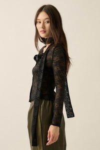 Believe in Magic Floral Lace Button-Up Top and Scarf - ShopPromesa