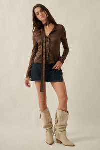 Believe in Magic Floral Lace Button-Up Top and Scarf - ShopPromesa