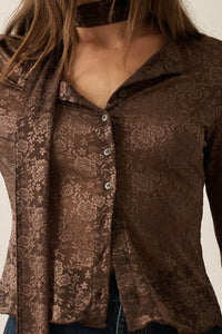 Believe in Magic Floral Lace Button-Up Top and Scarf - ShopPromesa