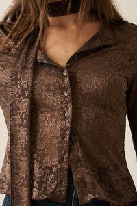 Believe in Magic Floral Lace Button-Up Top and Scarf - ShopPromesa