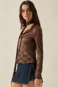 Believe in Magic Floral Lace Button-Up Top and Scarf - ShopPromesa