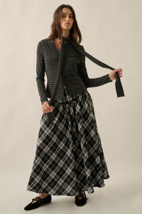 Edge of Forever Pinstripe Button-Up Top and Scarf - ShopPromesa
