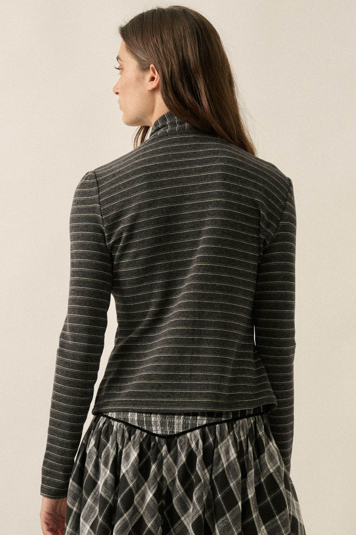 Edge of Forever Pinstripe Button-Up Top and Scarf - ShopPromesa