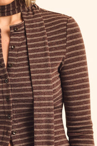 Edge of Forever Pinstripe Button-Up Top and Scarf - ShopPromesa