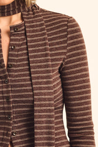 Edge of Forever Pinstripe Button-Up Top and Scarf - ShopPromesa