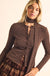 Edge of Forever Pinstripe Button-Up Top and Scarf - ShopPromesa