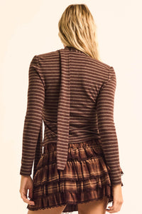 Edge of Forever Pinstripe Button-Up Top and Scarf - ShopPromesa