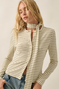 Edge of Forever Pinstripe Button-Up Top and Scarf - ShopPromesa