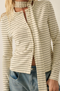 Edge of Forever Pinstripe Button-Up Top and Scarf - ShopPromesa