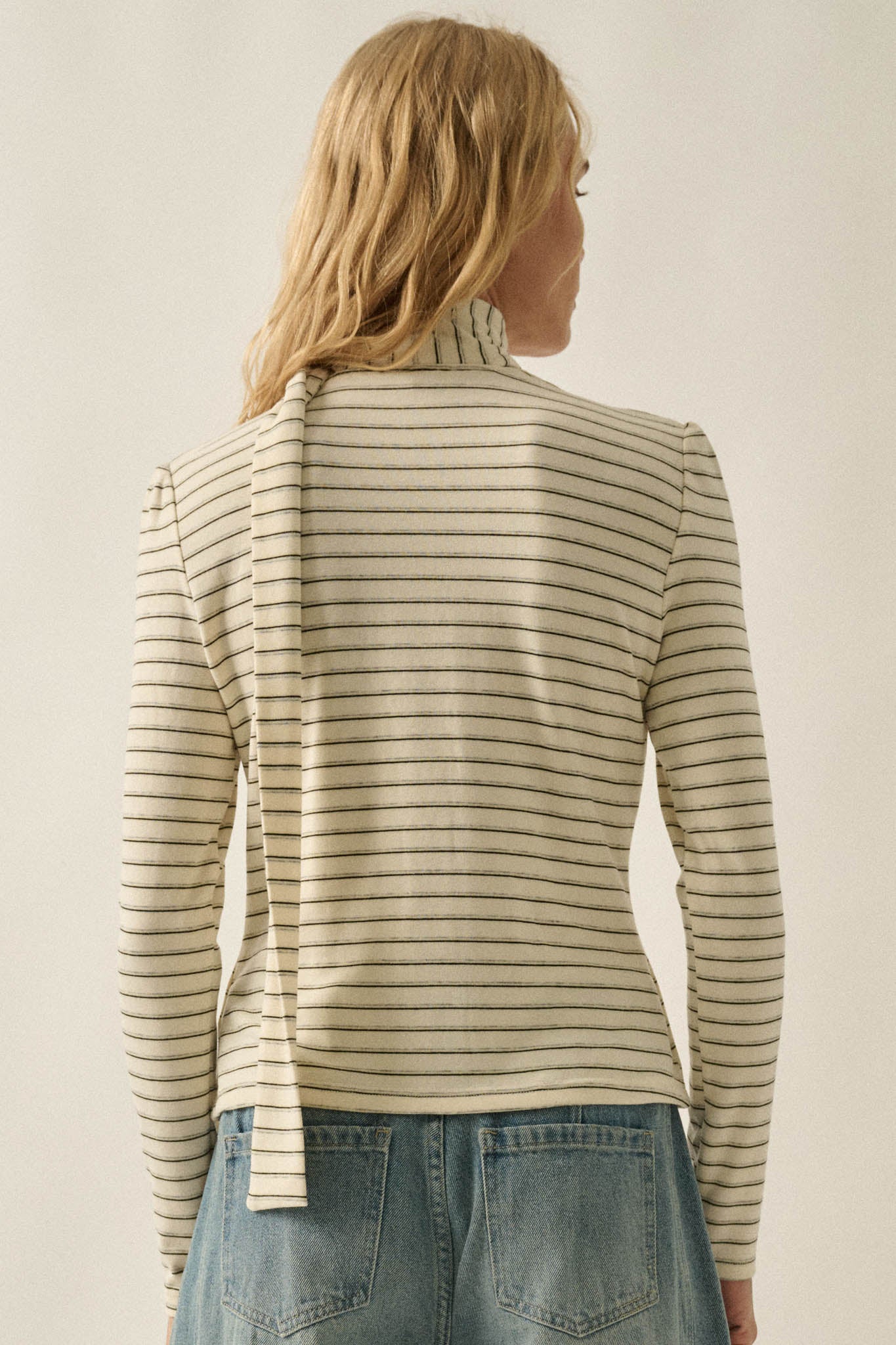 Edge of Forever Pinstripe Button-Up Top and Scarf - ShopPromesa