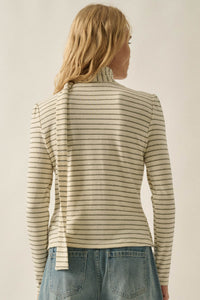 Edge of Forever Pinstripe Button-Up Top and Scarf - ShopPromesa
