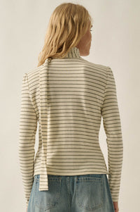 Edge of Forever Pinstripe Button-Up Top and Scarf - ShopPromesa