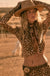 Fawn-Tastic Deer-Print Mesh Mock-Neck Thumbhole Top - ShopPromesa