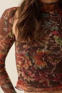 Mysterious Blossoms Floral Mesh Tank and Shrug Set - ShopPromesa