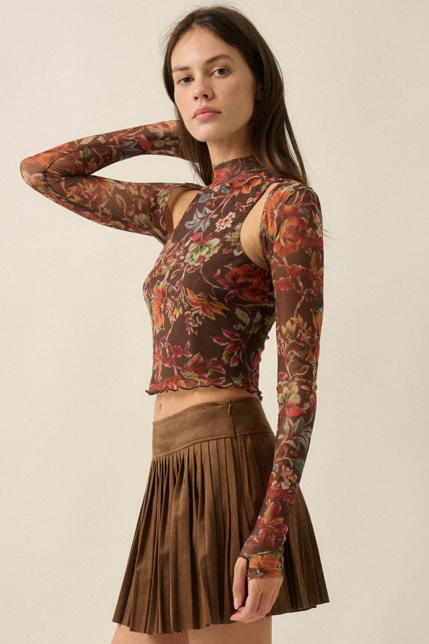 Mysterious Blossoms Floral Mesh Tank and Shrug Set - ShopPromesa