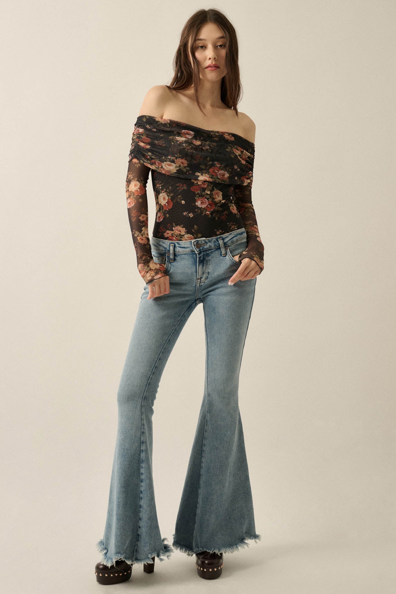 Moonlit Garden Floral Mesh Off-Shoulder Bodysuit - ShopPromesa