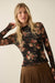 Night Blooming Floral Mesh Mock-Neck Thumbhole Top - ShopPromesa