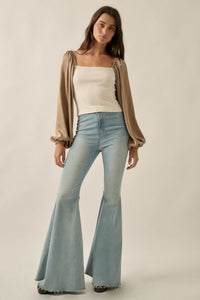 Princess Era Satin Balloon-Sleeve Square-Neck Top - ShopPromesa