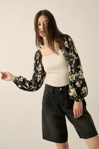Sweet Embrace Floral Satin Balloon-Sleeve Bodysuit - ShopPromesa
