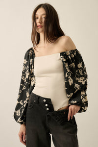 Sweet Embrace Floral Satin Balloon-Sleeve Bodysuit - ShopPromesa