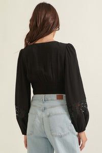 Fresh Air Smocked Floral Lace Peasant Top - ShopPromesa