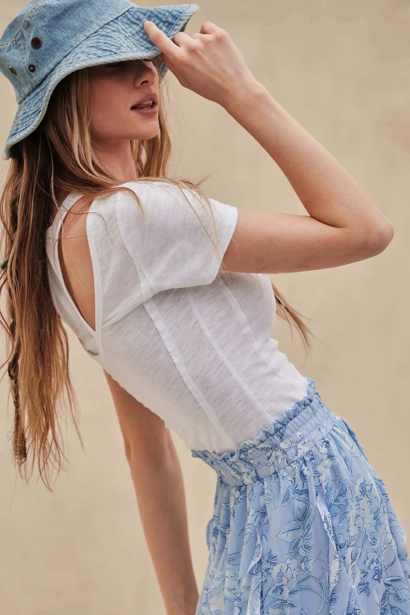 Easy Fit Exposed-Seam Cotton Slub Layered Tee - ShopPromesa