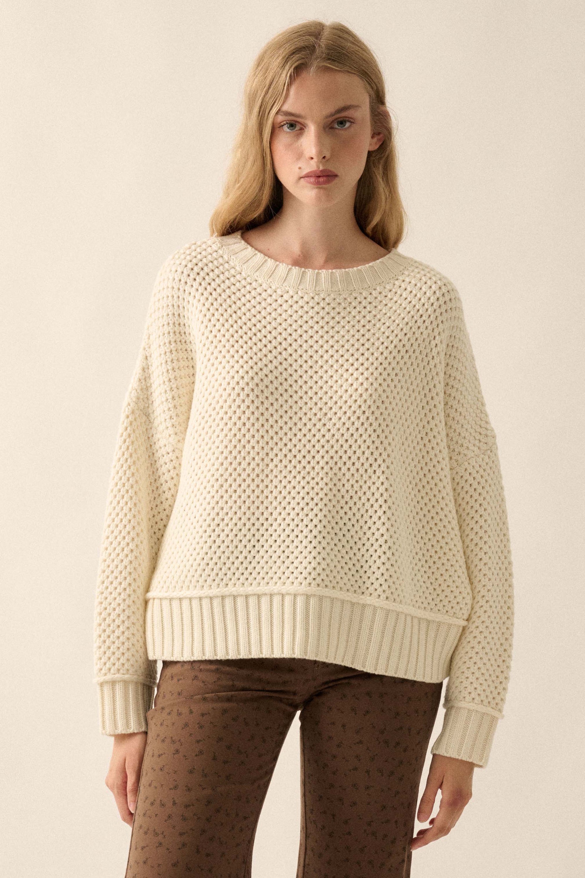 Basically Perfect Chunky Crochet-Knit Sweater - ShopPromesa