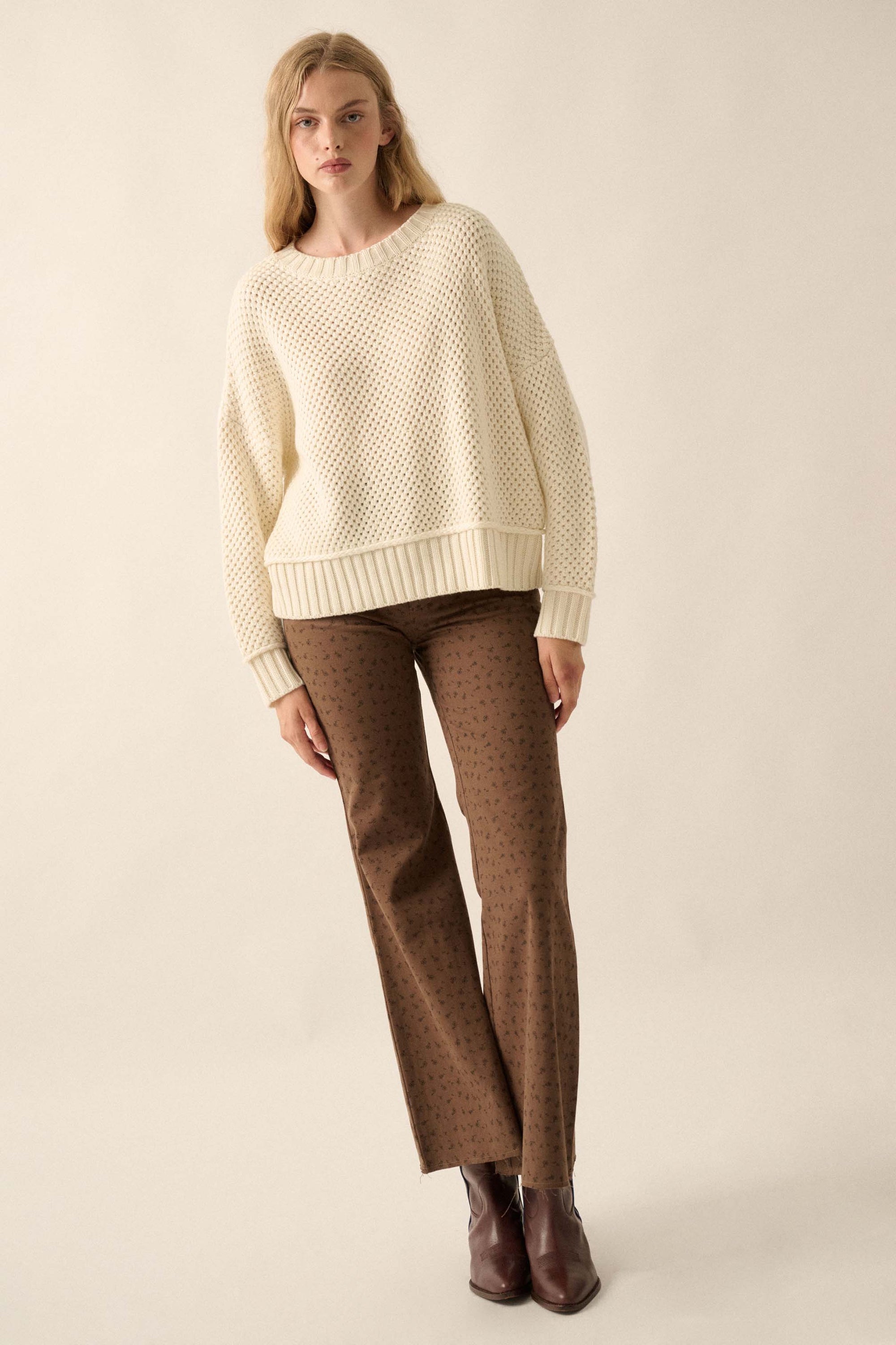 Basically Perfect Chunky Crochet-Knit Sweater - ShopPromesa