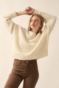 Basically Perfect Chunky Crochet-Knit Sweater - ShopPromesa